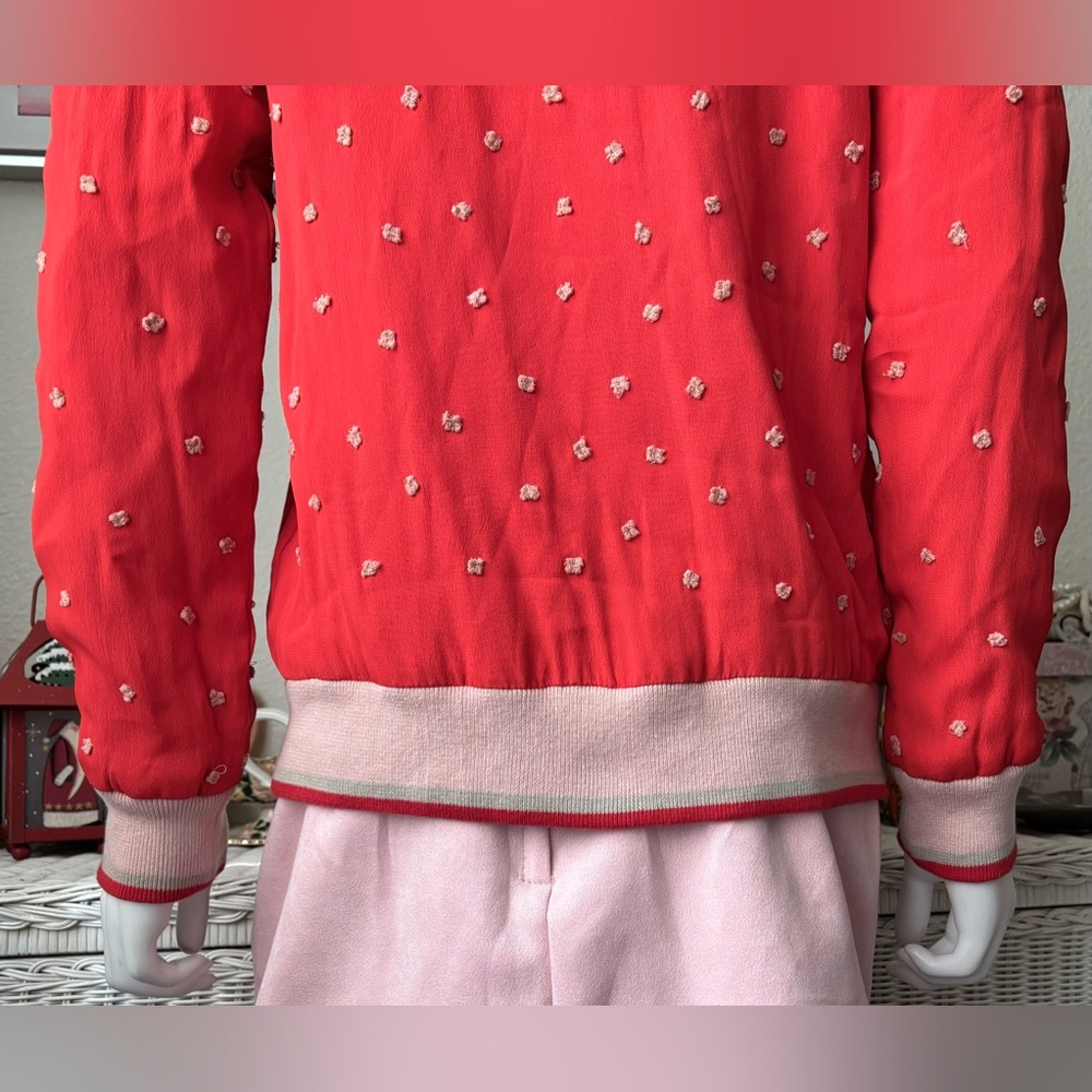 Anthropologie Conditions Apply Arabella Bomber Jacket Embroidered in Red Size L - Picture 7 of 13